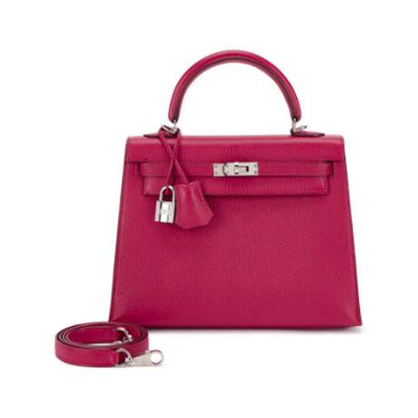 Hermès Kelly 25 Sellier Fuchsia, chèvre, palladié