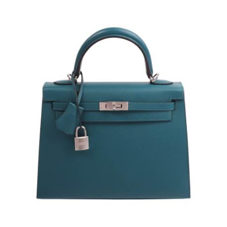Hermès Kelly 25 Vert Bosphore & Vert Fonce Verso Sellier, Madame, palladié