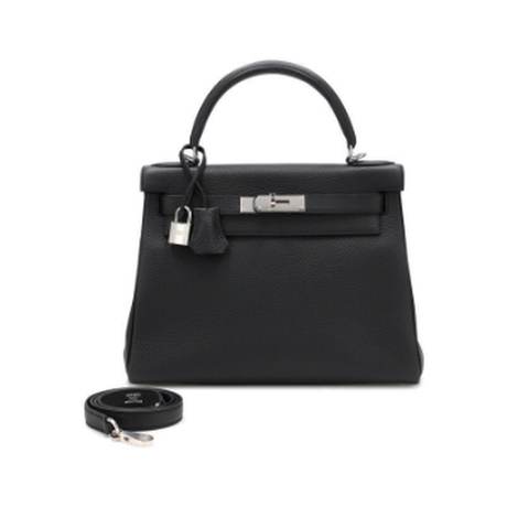 Hermès Kelly 28 Black Retourne, Togo, palladié