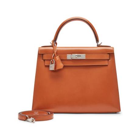 Hermès Kelly 28 Caramel Calf Sellier, box, palladié