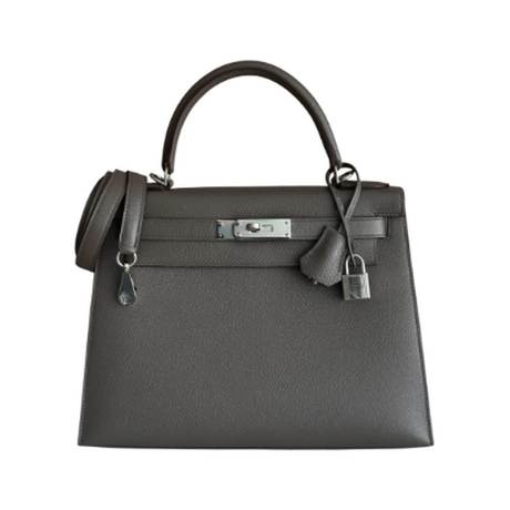 Hermès Kelly 28 Etain Sellier, Epsom, palladié