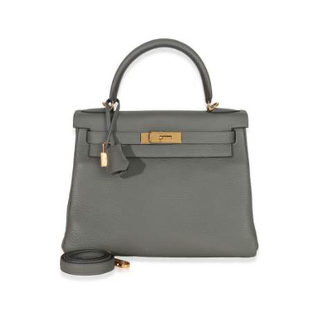 Hermès Kelly 28 Gris Meyer Retourne, Clémence, doré