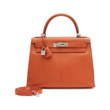 Hermès Kelly 28 Potiron de Sellier, chèvre Coromandel, palladié