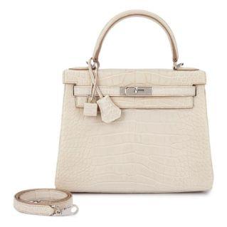Hermès Kelly 28 Retourné Béton, alligator mat, palladié