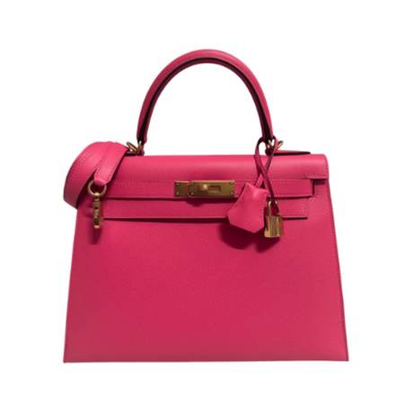 Hermès Kelly 28 Rose Azalee Sellier, Epsom, doré