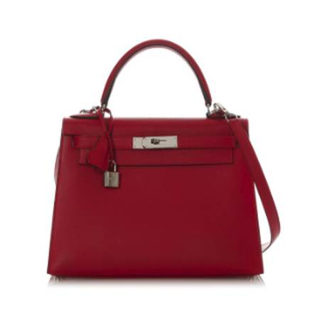 Hermès Kelly 28 Rouge Casaque Sellier, Epsom, palladié
