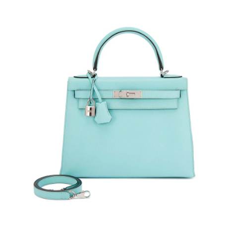 Hermès Kelly 28 Sellier Bleu Atoll, Epsom, palladié