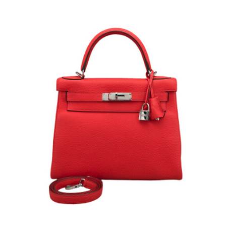 Hermès Kelly 28 Vermillon Retourne, Togo, palladié