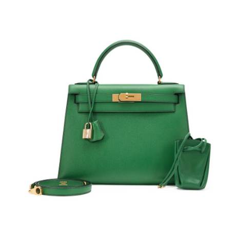 Hermès Kelly 28 with Vespa Pouch Vintage Vert Benghal Sellier, Courchevel, doré