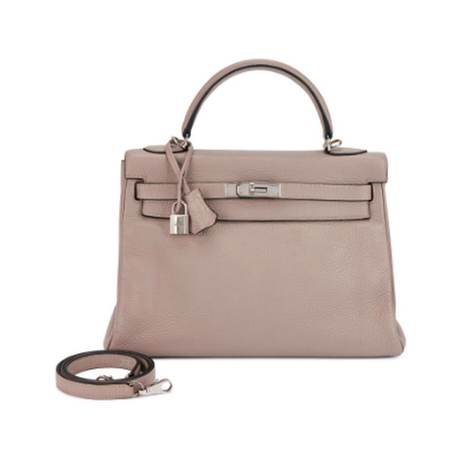 Hermès Kelly 32 Retourné Ea Gris Tourterelle, Togo, palladié