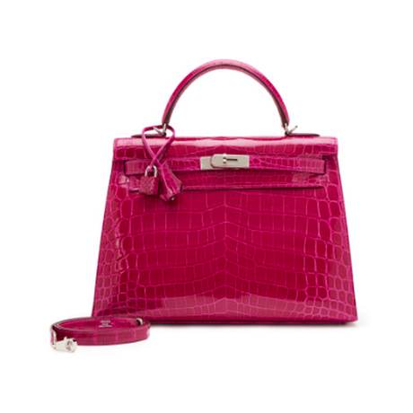 Hermès Kelly 32 Rose Scheherazade Sellier, crocodile niloticus brillant, palladié