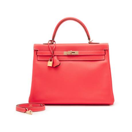 Hermès Kelly 35 Rose Jaipur & Gold Candy Retourne, Epsom, permabrass