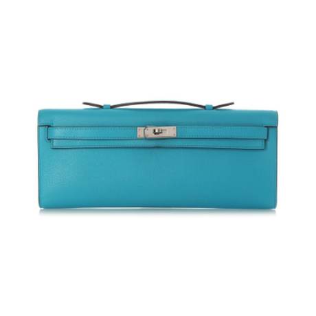 Hermès Kelly Cut Bleu Azteque Calcutta, chèvre, palladié