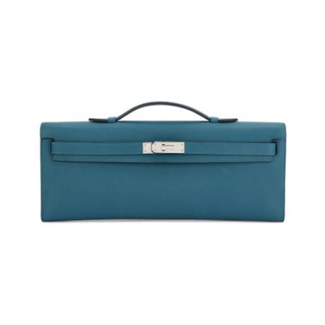 Hermès Kelly Cut Bleu Colvert, Swift, palladié
