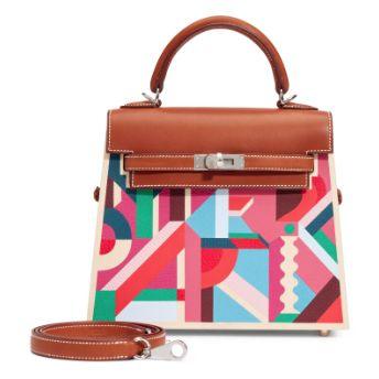 Hermès Kelly édition limitée Fauve Barenia multicolore
