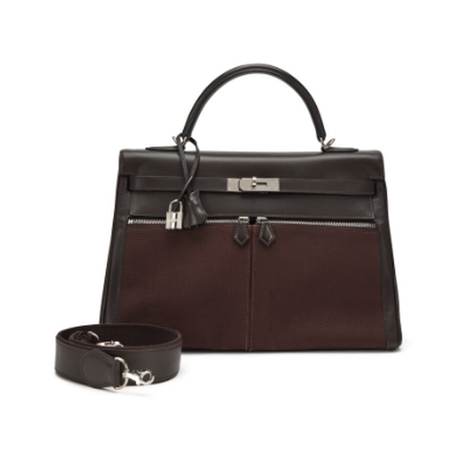 Hermès Kelly Lakis 35 Chocolate Calf, box & toile, palladié