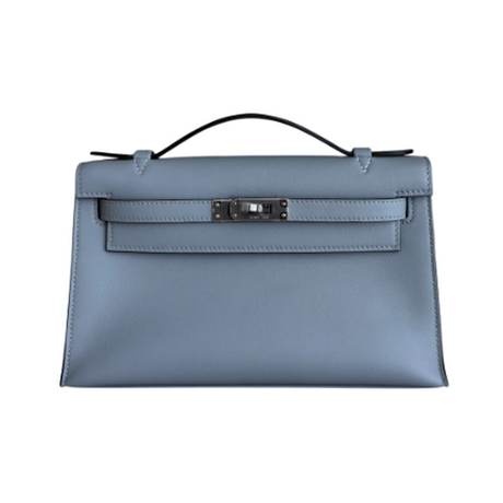 Hermès Kelly Pochette Gris Pantin, Swift, palladié
