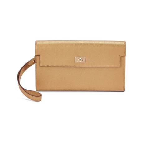 Hermès Kelly Pocket Long Wallet Dore Chamkilight, métallisé, permabrass