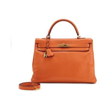 Hermès Kelly Retourné 35 Potiron, Togo, doré