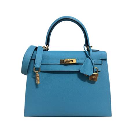 Hermès Kelly Sellier 25 Bleu du Nord, Epsom, doré