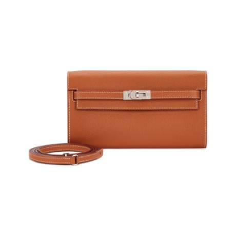 Hermès Kelly To-Go Wallet Gold, Epsom, palladié