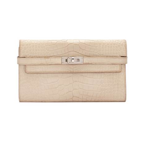 Hermès Kelly Wallet Beton, alligator mat, palladié
