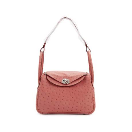 Hermès Lindy 26 Terre Cuite, autruche, palladié