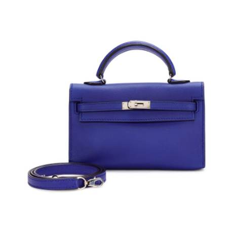 Hermès Micro Kelly Bleu Electrique, Swift, palladié