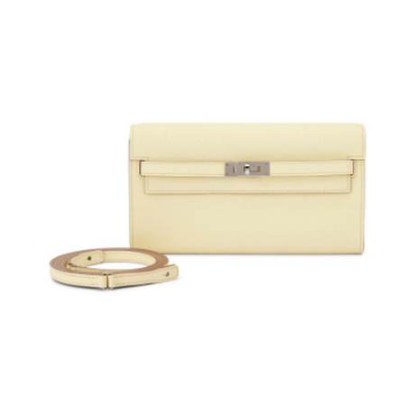 Hermès Milton Kelly To-Go Wallet Jaune, Epsom, palladié