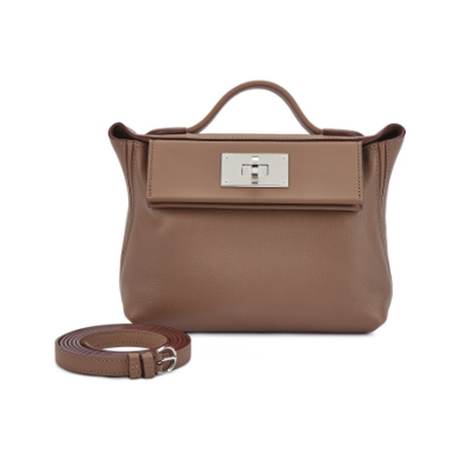 Hermès Mini 24/24 21 Etoupe, Evercolor & Swift, palladié