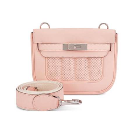 Hermès Mini Berline 21 Rose Eglantine, Swift, palladié