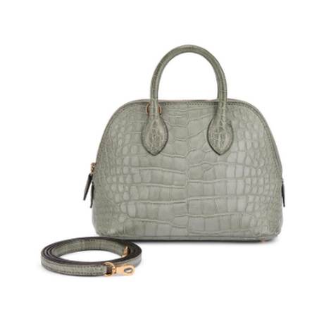 Hermès Mini Bolide 1923 Gris Ciment, alligator mat, doré