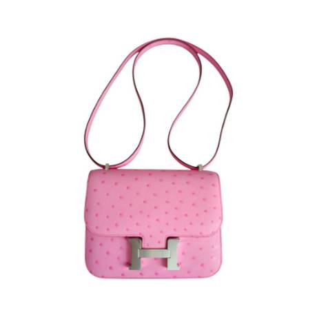Hermès Mini Constance 18 5P Bubblegum Pink, autruche, palladié