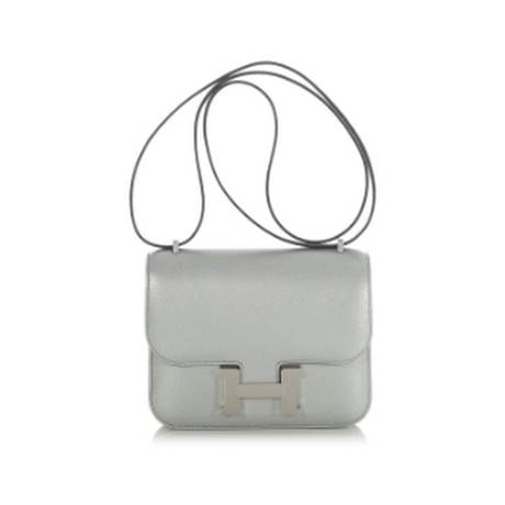 Hermès Mini Constance 18 Argent Chamkilight, chèvre, palladié