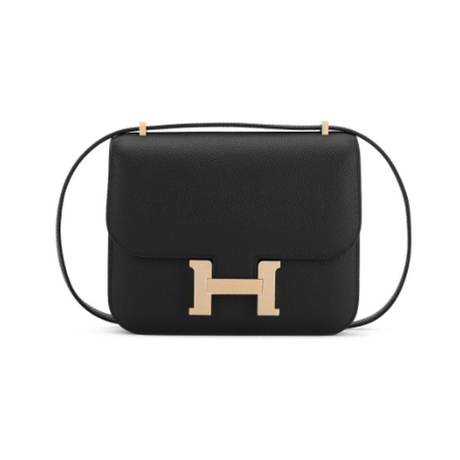 Hermès Mini Constance 18 Black, Epsom, doré brossé