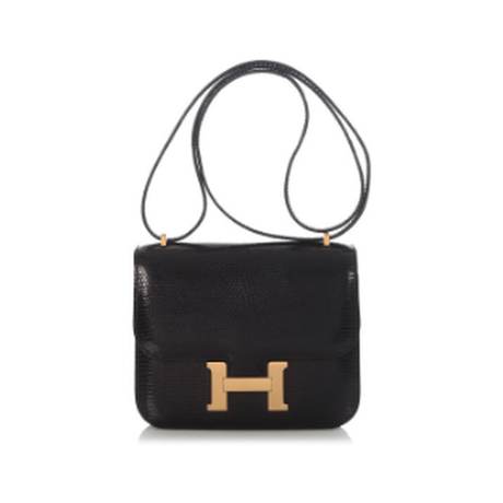 Hermès Mini Constance 18 Black, lézard, doré