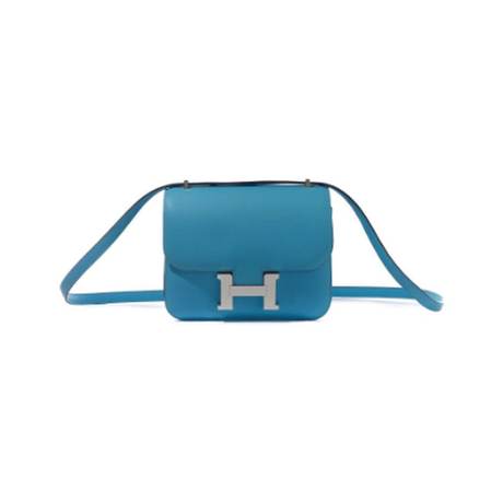 Hermès Mini Constance 18 Candy Blue, Swift, palladié
