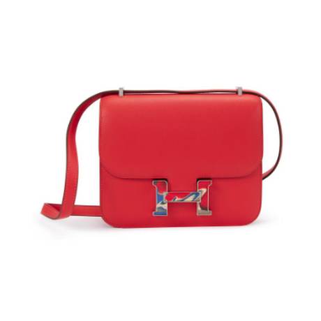 Hermès Mini Constance 18 Capucine Marble Lock, Swift, palladié, édition limitée