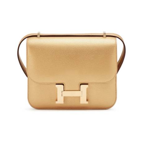 Hermès Mini Constance 18 Dore Chamkilight, chèvre métallisé, permabrass