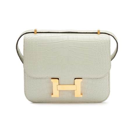 Hermès Mini Constance 18 Ill Miroir Gris Neve, alligator mississippiensis mat, doré