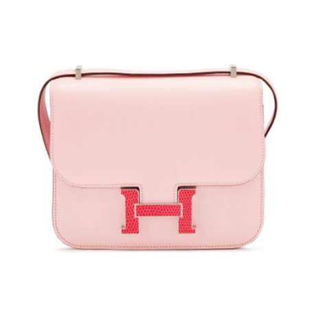 Hermès Mini Constance 18 Marquette Rose Sakura Bougainvillier, lézard Tadelakt, palladié