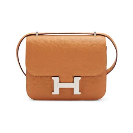 Hermès Mini Constance 18 Sesame, chèvre Mysore, palladié