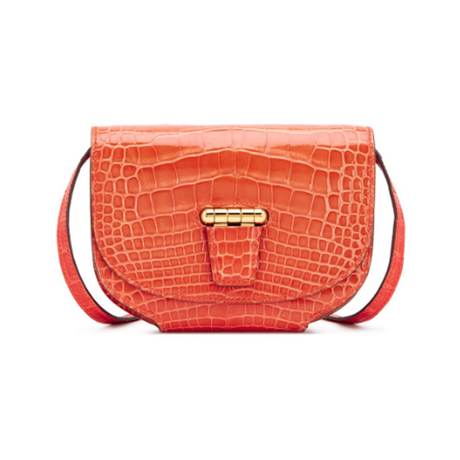 Hermès Mini Convoyeur Rouge Indien, alligator brillant, doré