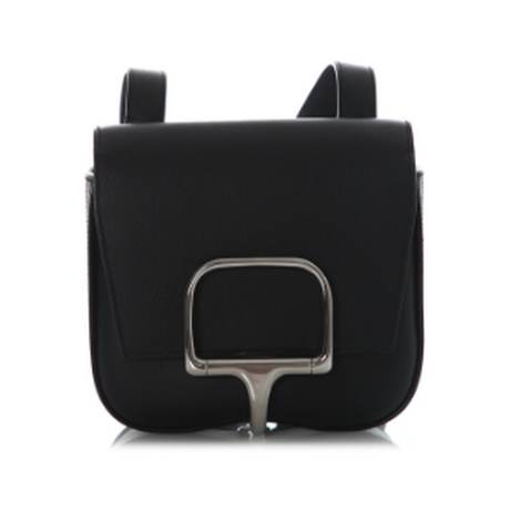 Hermès Mini Della Cavalleria Black, Epsom, palladié