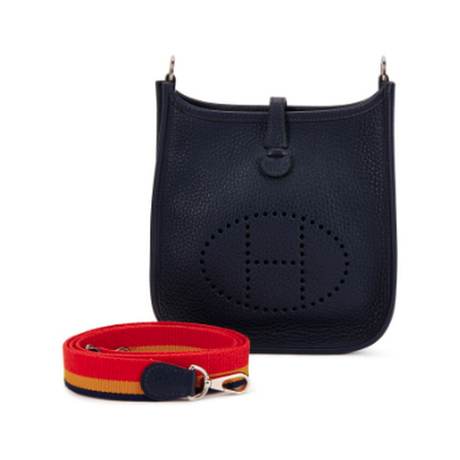 Hermès Mini Evelyne II TPM 16 Bleu Nuit, Clémence, palladié