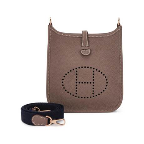 Hermès Mini Evelyne II TPM 16 Etoupe, Clémence, doré