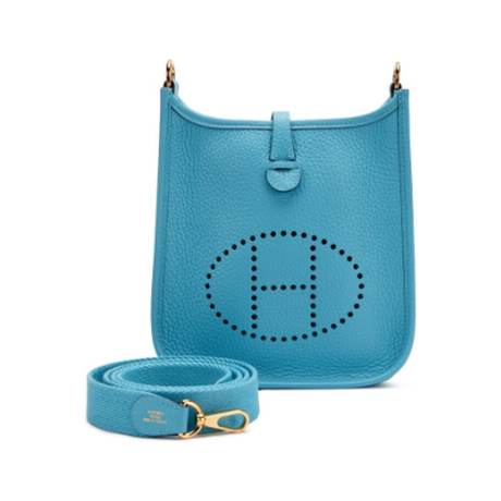 Hermès Mini Evelyne TPM 16 Bleu du Nord, Clémence, doré