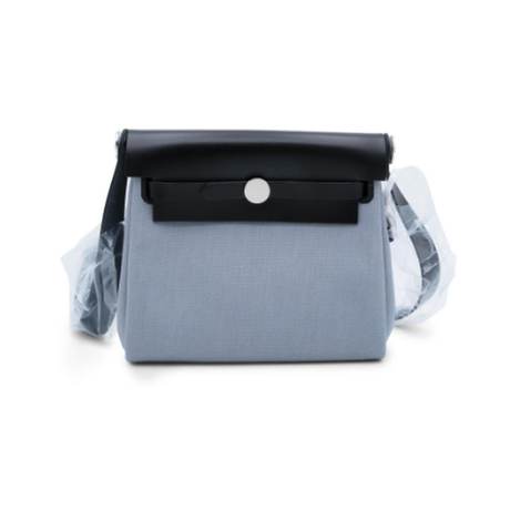 Hermès Mini Herbag Zip 20 Black Gris Pantin, vache Hunter & toile, palladié
