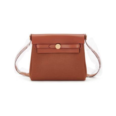Hermès Mini Herbag Zip 20 Gold, vache Hunter & toile, doré