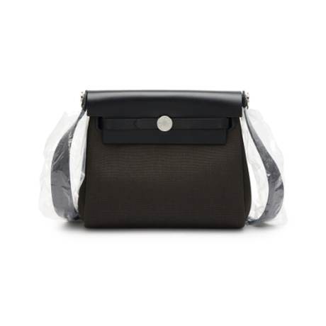 Hermès Mini Herbag Zip 20 Vert de Gris Military, toile & vache Hunter, palladié